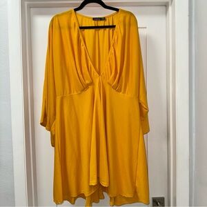 Boohoo Mustard V-Neck Dress